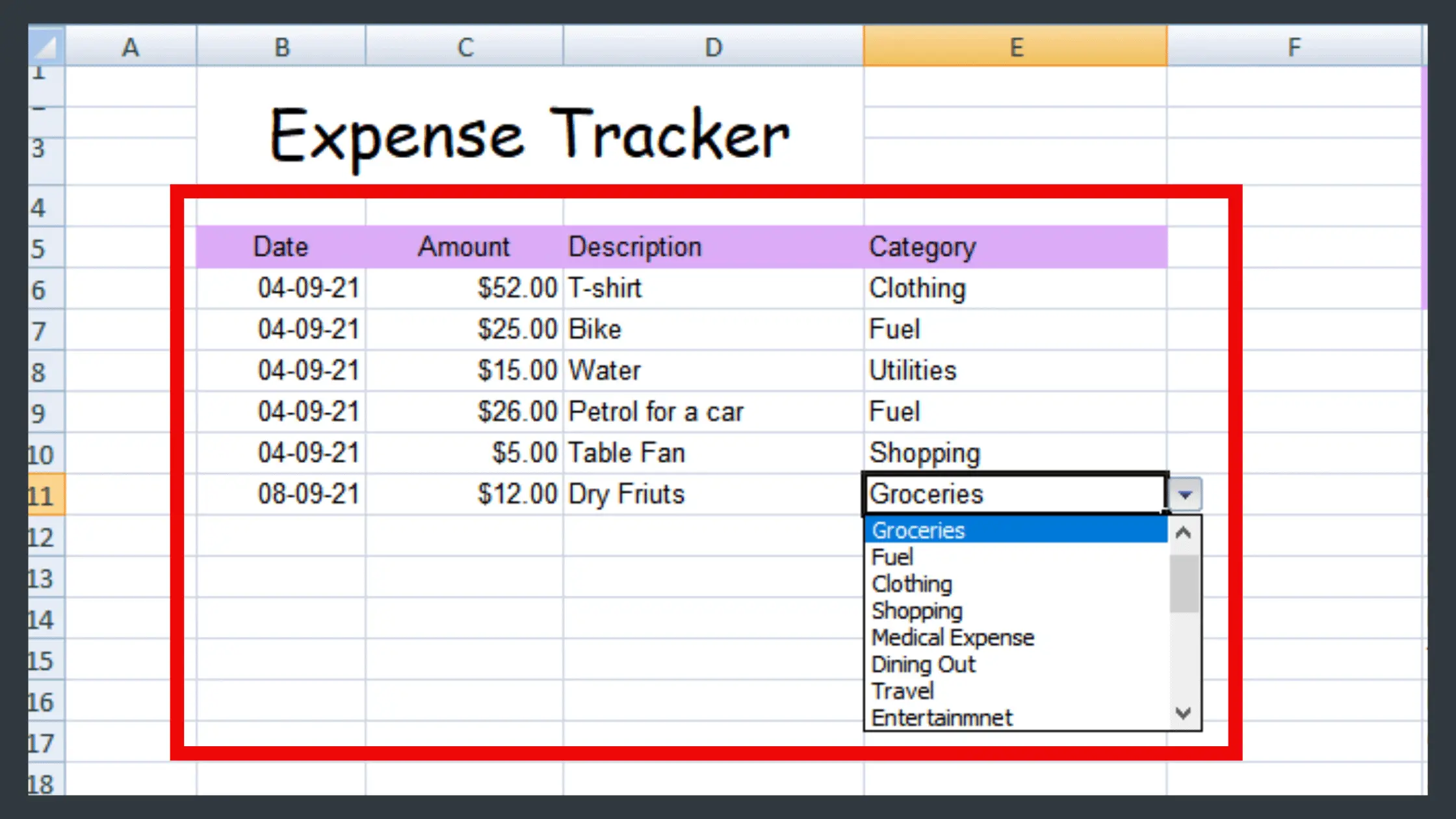 Excel Budget Planner
