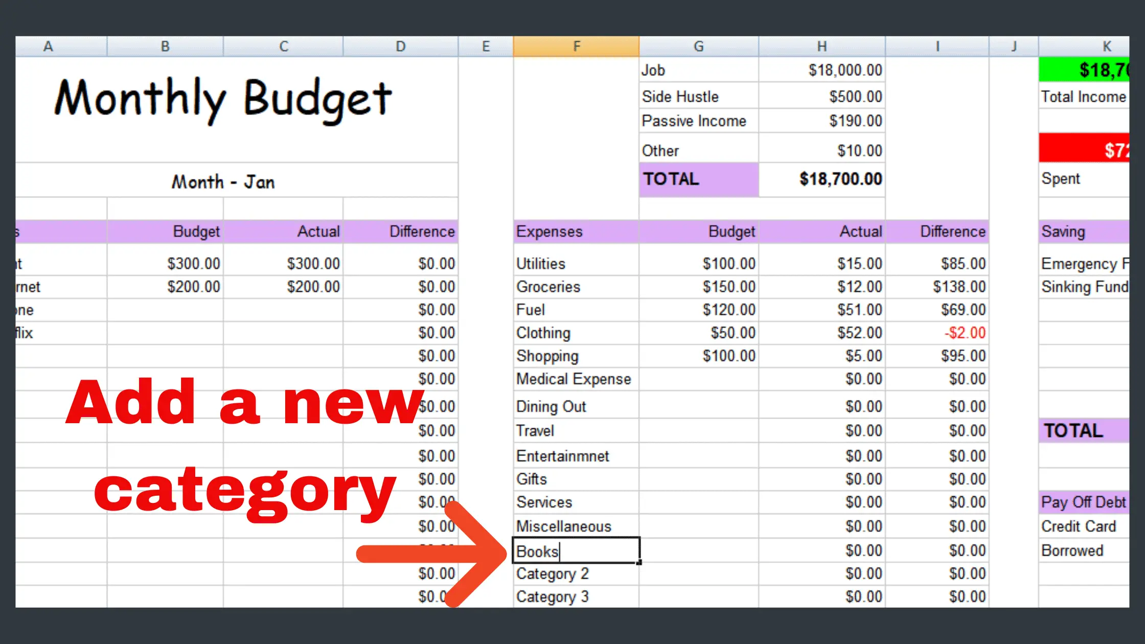 Monthly Excel Budget Planner